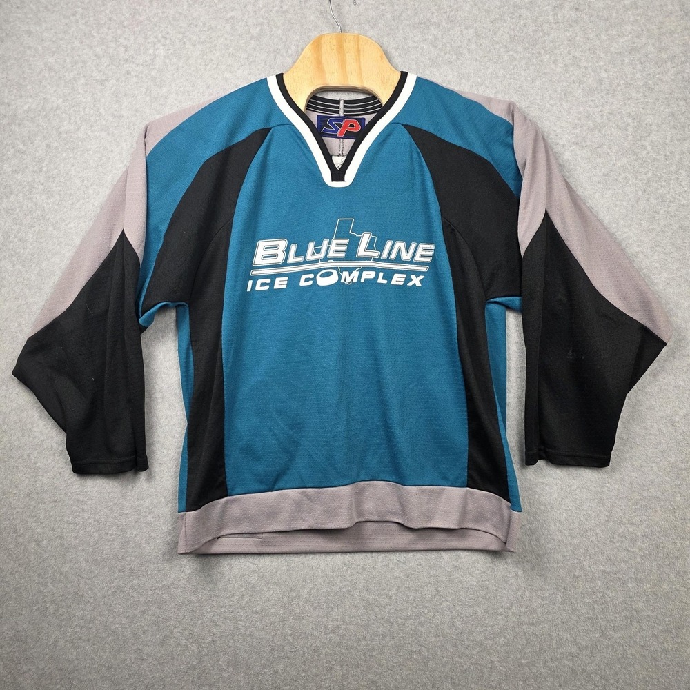 SP Shirt Mens Medium Blue Blue Line Ice Complex Practice Hockey Jersey 15